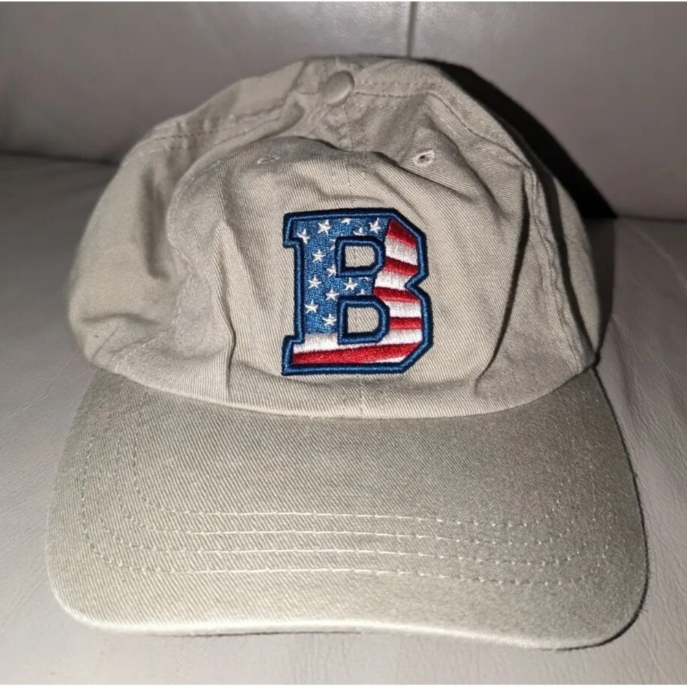 BUDWEISER BUD LIGHT ANHEUSER BUSCH BEER STRAPBACK HAT CAP USA AMERICAN FLAG "B"